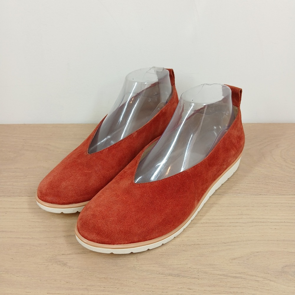 Eileen Fisher Slip-on Shoes Women 8.5 Rust Orange Suede V-Cut Platform Casual
